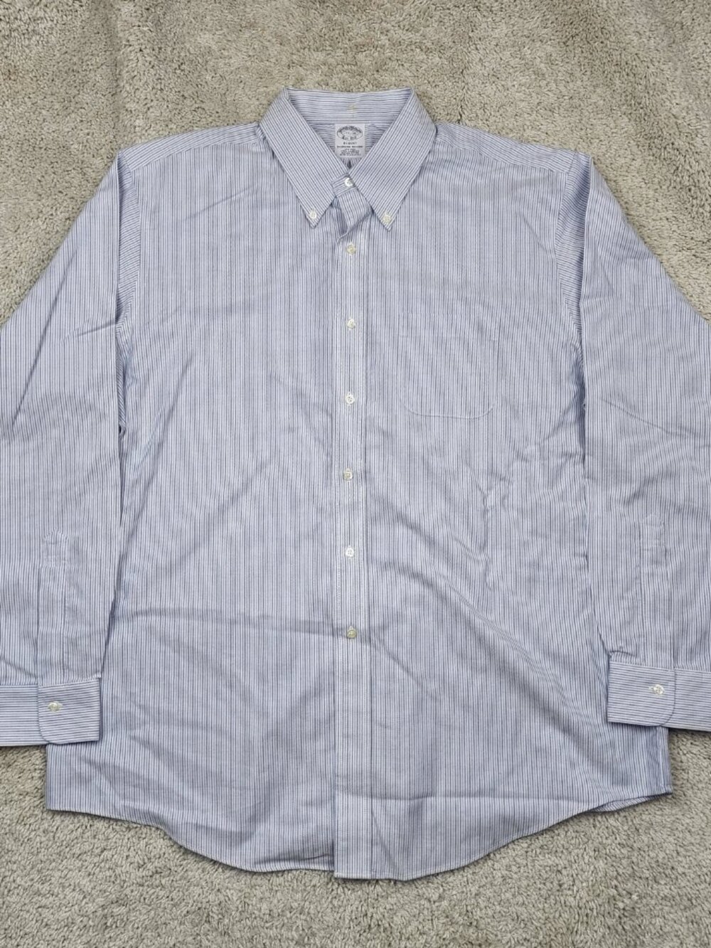 Brooks Brothers Button Down Shirt 17 1/2 - 36 Stripe Regent Blue All Supima VTG - Picture 2 of 6